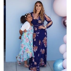 Navy Floral Dress Mesh